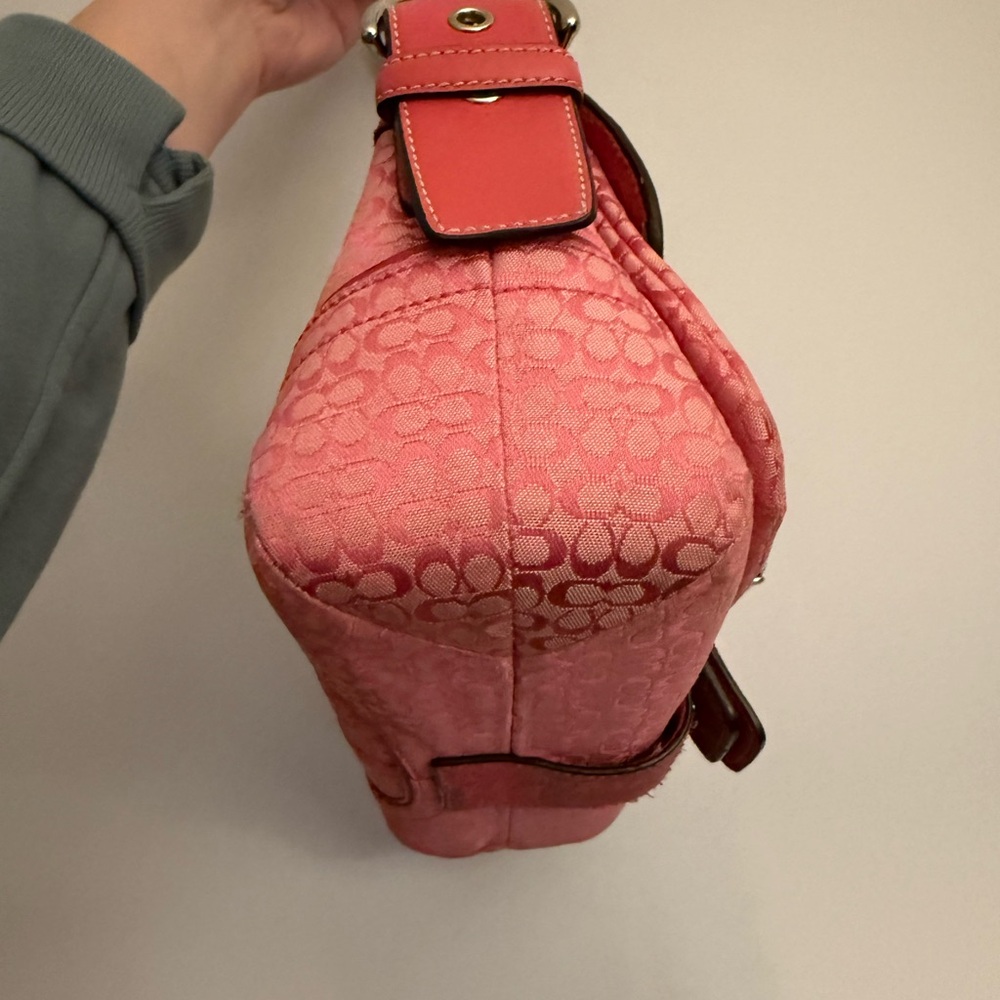 COACH Signature Shoulder Handbag Pink Logo - Picture 7 of 13